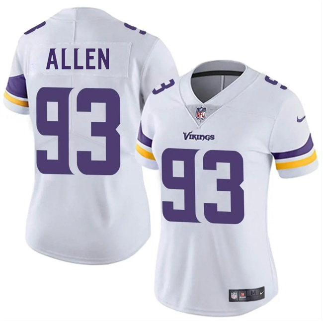 Women's Minnesota Vikings #93 Jonathan Allen White 2025 Vapor Untouchable Limited Stitched Jersey(Run Small)